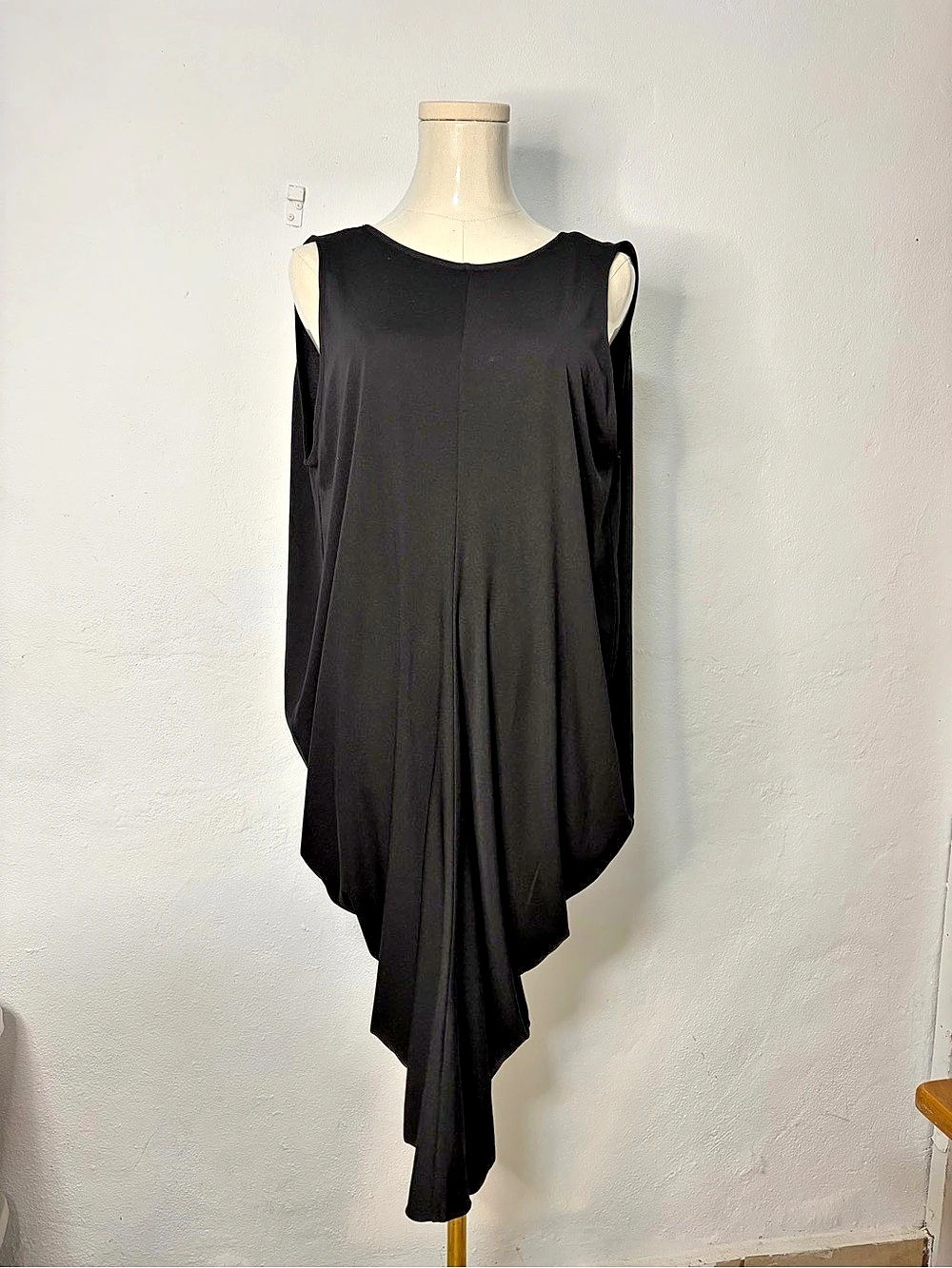 Zara Black Draped Maxi Dress Size Medium Like New